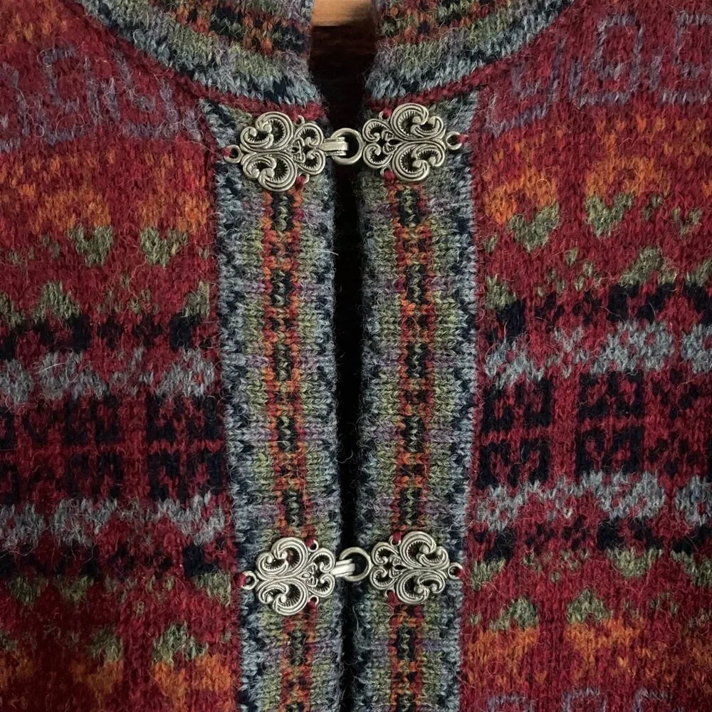 Vintage Petite Sophisticate Womens Fair Isle Wool Cardigan Size PM Cottagecore